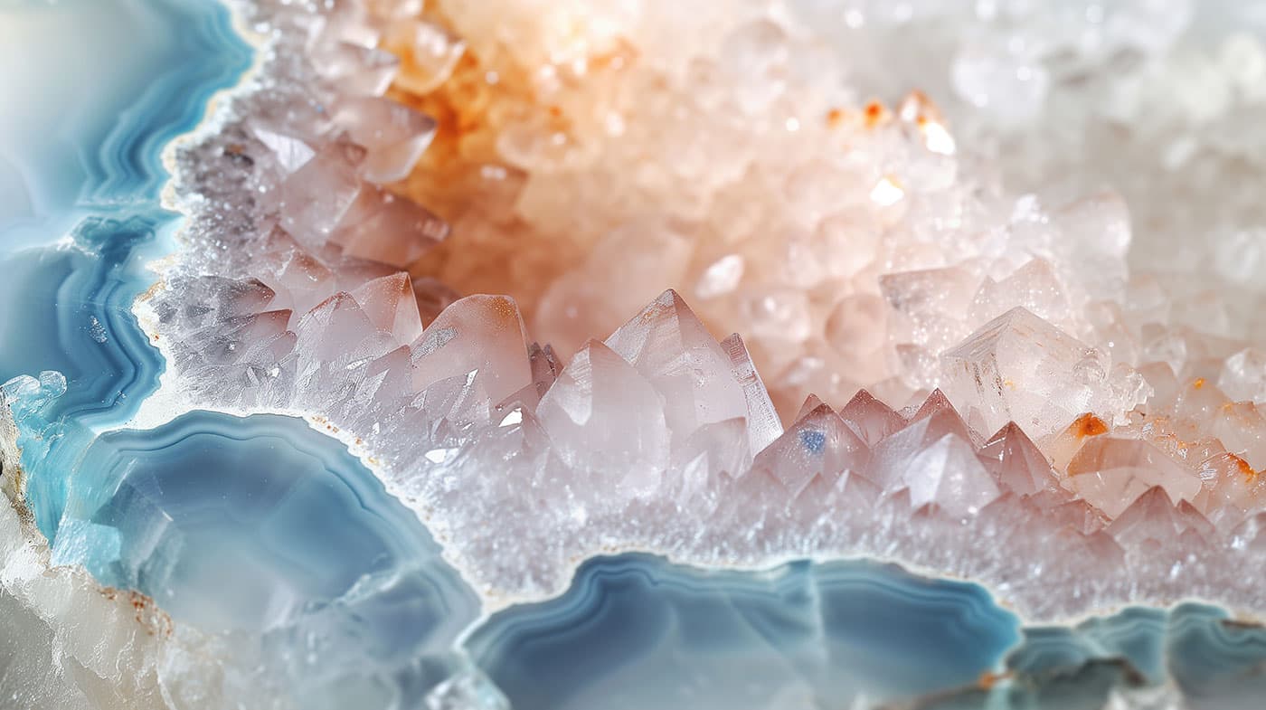 Soft blue-green crystalline geode layers, symbolizing relationship therapy